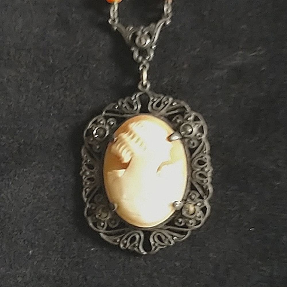Carnelian cameo necklace